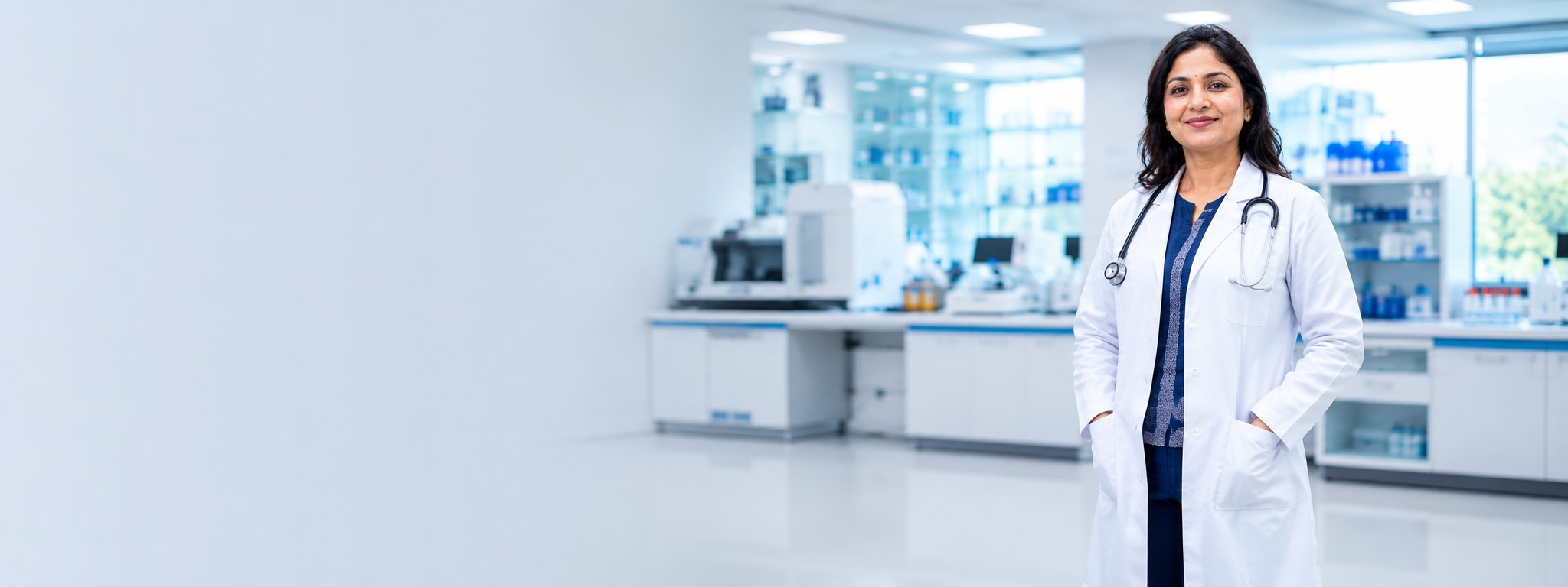 MD Path Lab pathologist standing in a NABL accredited diagnostic laboratory