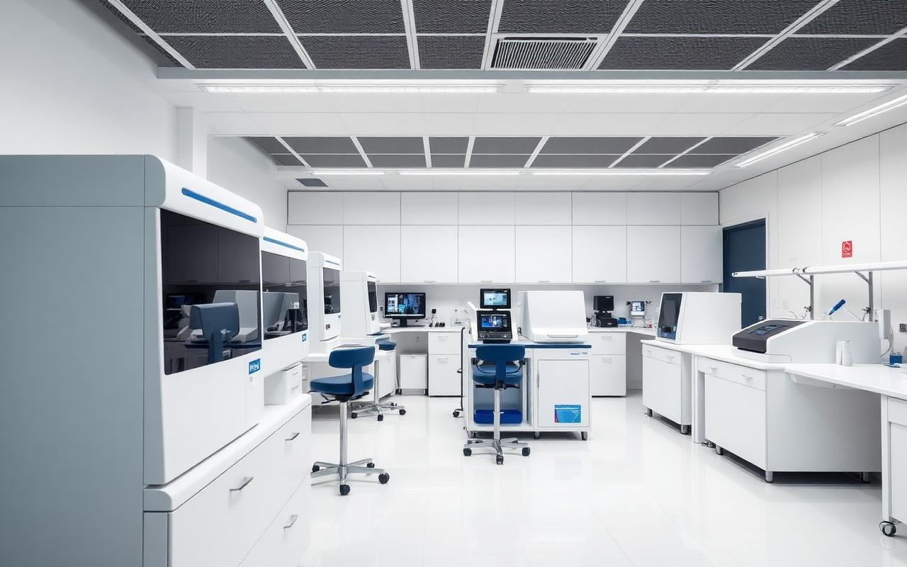 Interior of a NABL accredited MD Path Lab processing laboratory